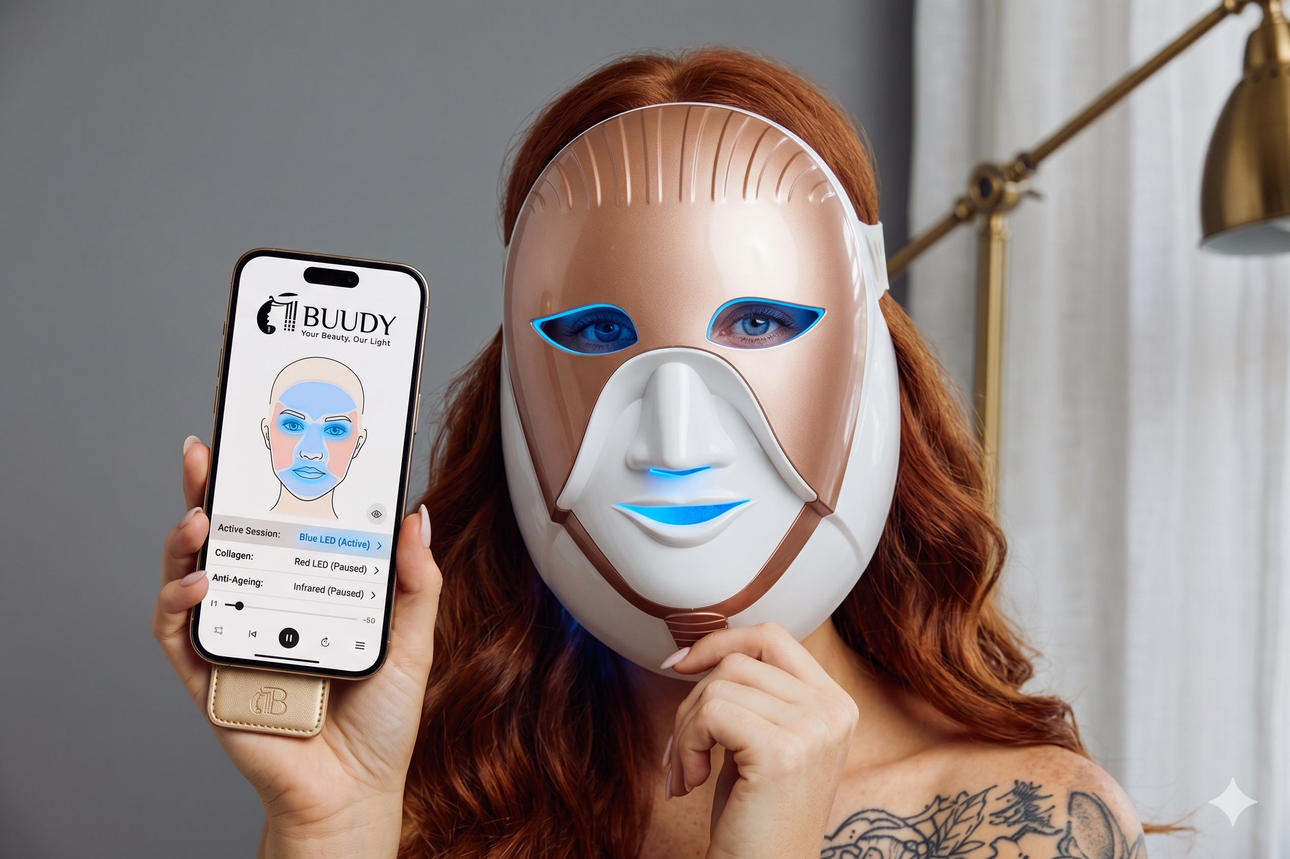 Buudy LED mask with phone app concept